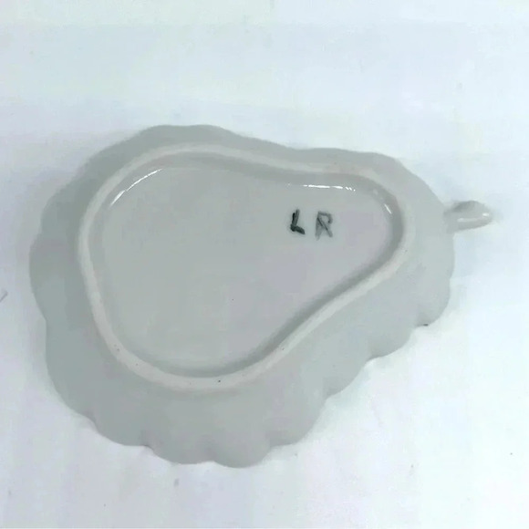 3 Vintage Pear & Apple Shaped Hand Painted TRINKET DISHES Fruit & Flowers - Picture 11 of 13